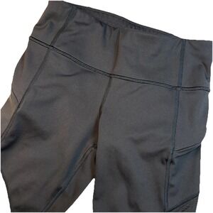 Athleta Mesh Contender Womens Black High Waisted Capri Leggings Size SP Zip Pock